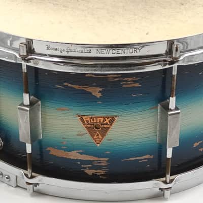 Vintage Ajax 1930s New Century Dual Snare Drum – Blue Silver Duco – Solid Shell image 3