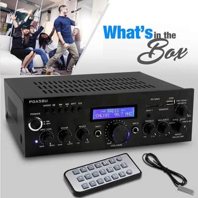 Compact Bluetooth Stereo Amplifier – 200W Home Desktop Receiver System with FM Radio, USB/SD Readers, Multi-Channel Inputs, Remote Control image 3