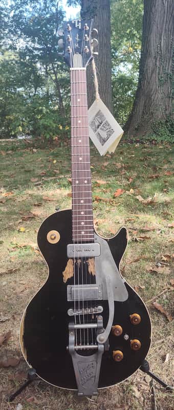 TG Custom Guitars Neil Young Tribute The Horse Old Black Les Paul Made from Old Growth Barn Wood from 1880 Serial # 002 image 1