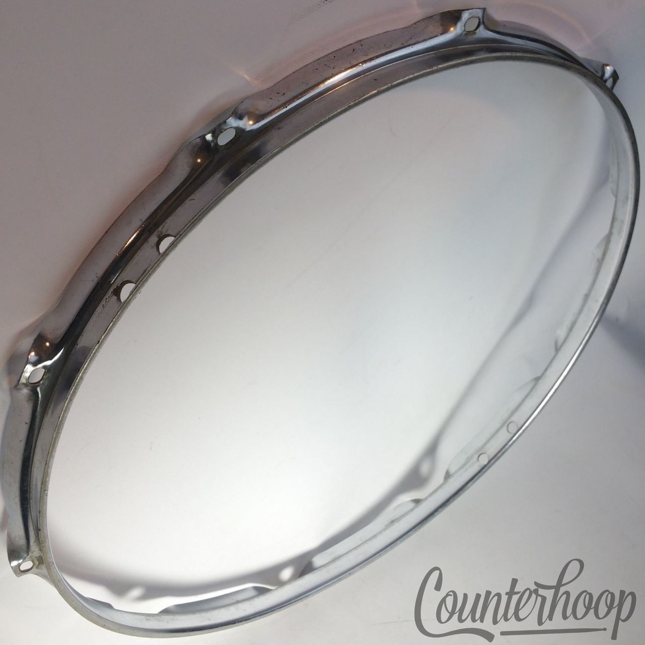 Ludwig 15" Marching Snare Drum Resonant Rim/Hoop Chrome 10-Lug Vintage 70s USA — main photograph