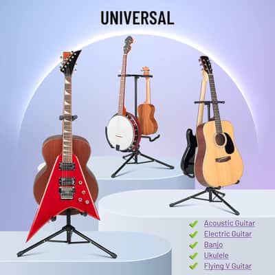 Guitar Stand Double Guitar Stand with Neck Holder Floor Stand Universal for Acoustic Electric Guitars Bass Banjos Folding Tripod Guitar Stands Holds 2 Guitars Together image 2