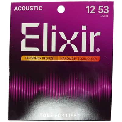 Elixir Phosphor Bronze Acoustic Guitar String Set NANOWEB Coating Light 12-53 image 2