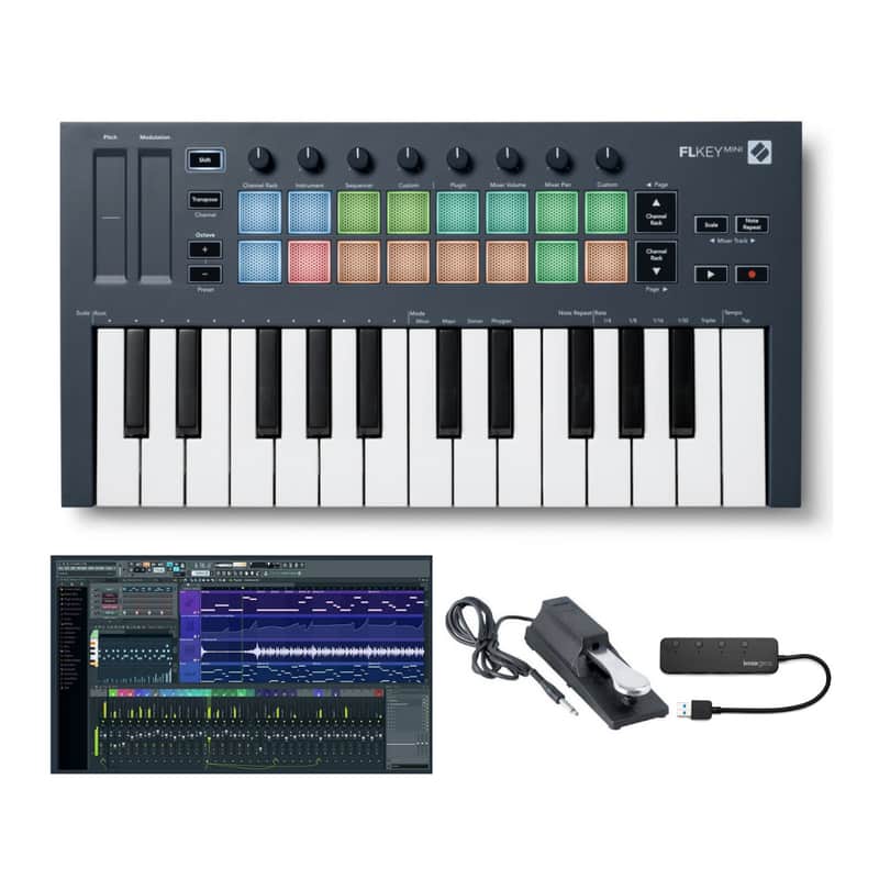 Novation FLkey Mini 25-Key MIDI Keyboard Controller for FL Studio Bundle image 1