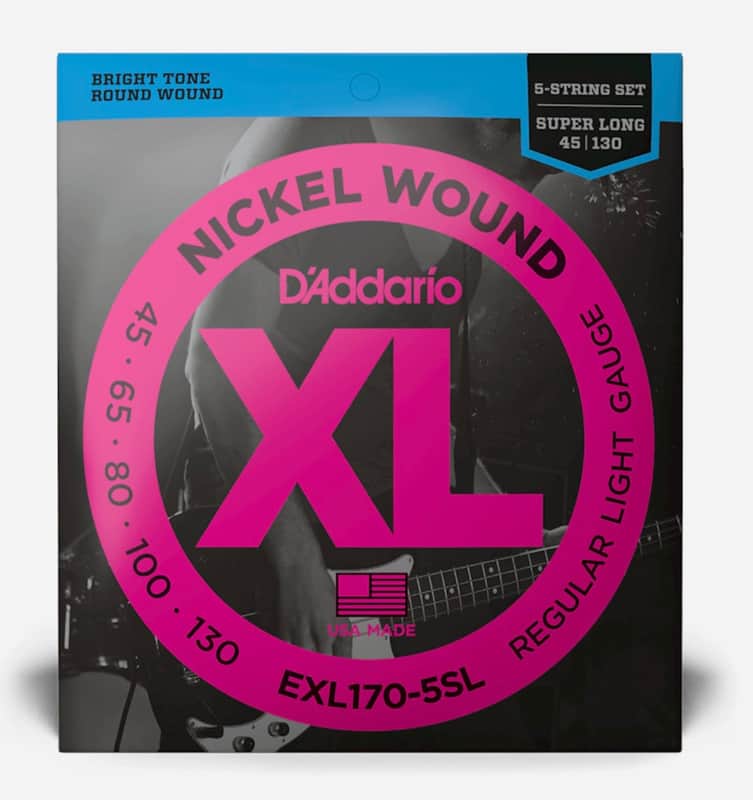 D'addario EXL170-5SL Regular Light Super Long Bass Strings 45-130 image 1