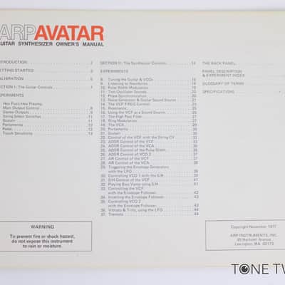 ARP Avatar Owner Manual Instruction Book analog synthesizer VINTAGE SYNTH DEALER image 3