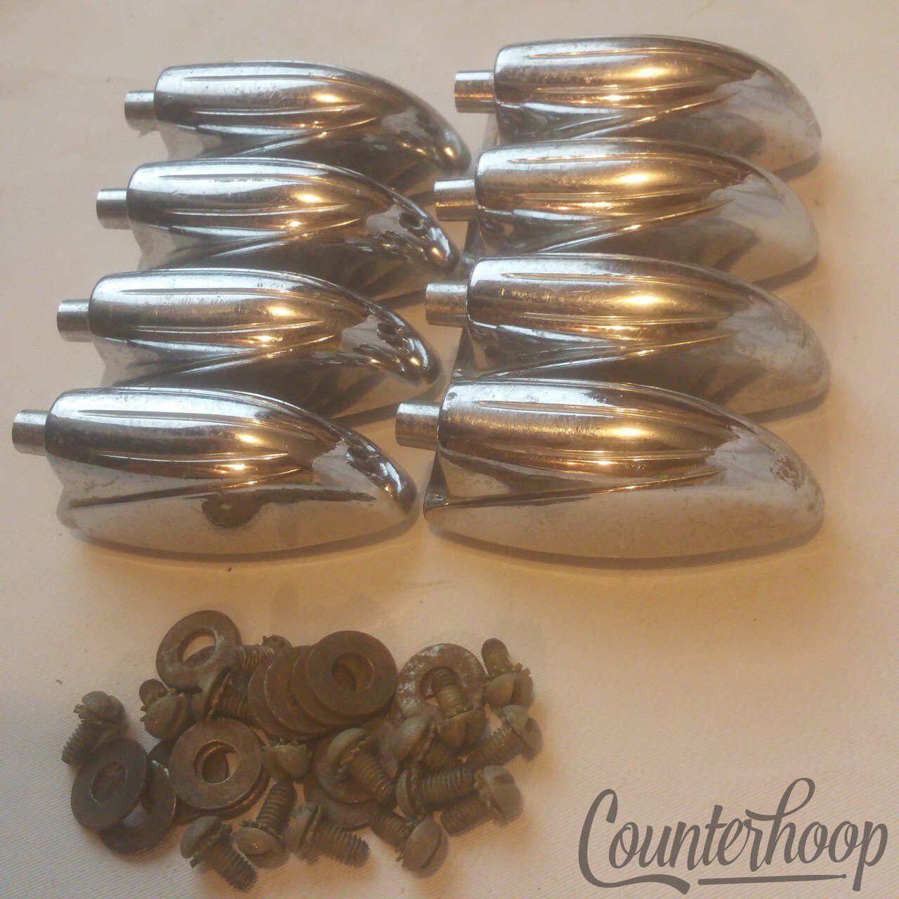 Gretsch 8x Bass Drum/Floor Tom Lugs Chrome Round Badge Vintage 60s Brooklyn RB* — main photograph