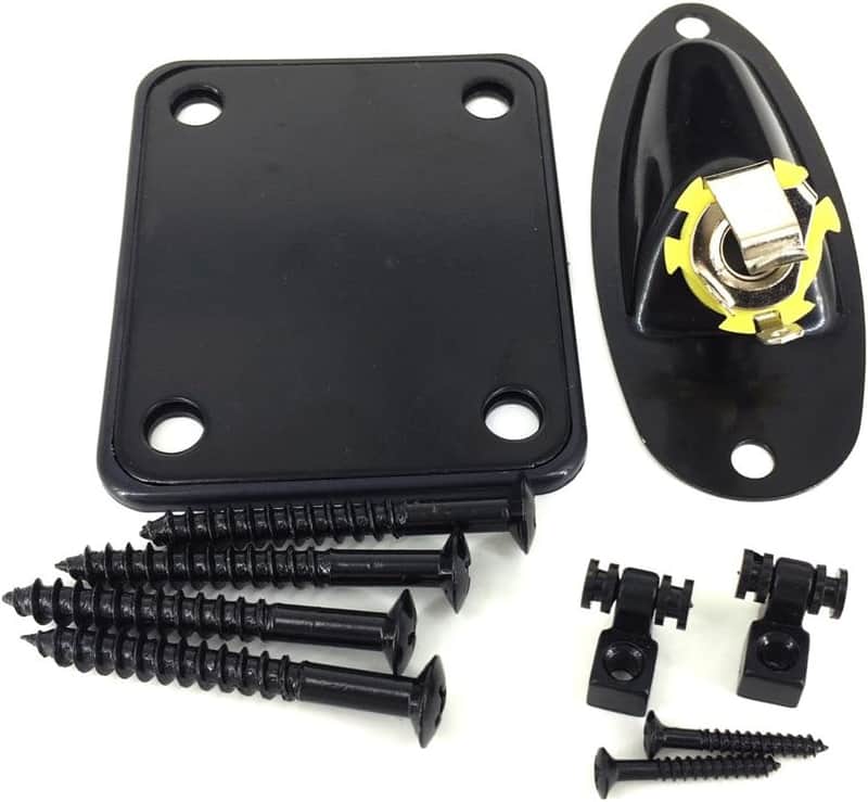 Roller String Trees String Tree Guide Retainer,4 Bolt Neck Plate Plain and Loaded Jack Socket Plate, Black image 1