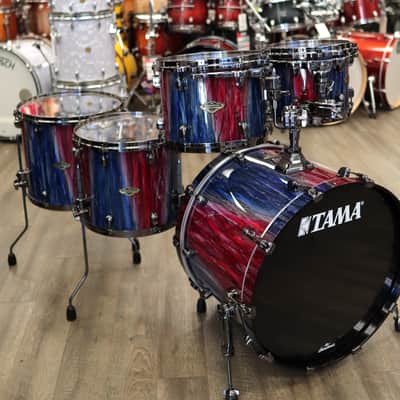 Tama Starclassic Walnut/Birch 5-piece Shell Pack 10/12/14/16/22 (Crimson Saphire Cascade w/ Black Nickel Hardware) image 3