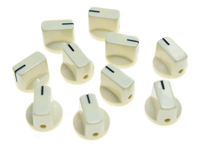 10 Pcs Guitar AMP Effect Pedal Knobs Pointer Knob with Set Screw Aged White image 1