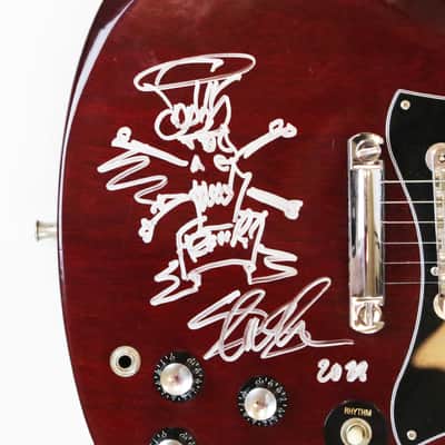 1999 Gibson SG Standard Vintage Reissue Cherry Red Electric Guitar Guns N’ Roses Signed by Slash Signature with Caricature Drawing & Brown TKL Hard Case image 4