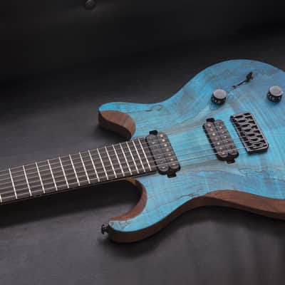 Jericho Guitars Baritone Edge 7 NT – Royal Blue Spalted Maple 2024 - Open Pore image 8