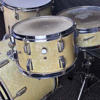 Vintage Rogers Drum Kit 12/16/20/14 Snare - White Marine Pearl image 3