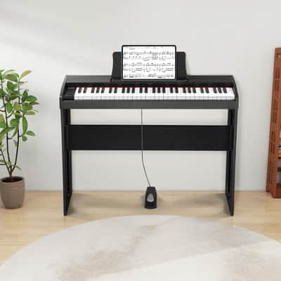 Ukscs 61 Key Piano Semi-Weighted Standard Keyboards Digital Piano with Furniture Stand，MIDI Bluetooth, Headphone，for Piano Lover Black color image 9