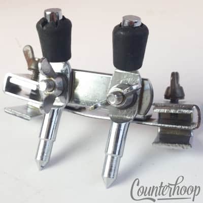 *Pearl Bass Drum Spurs Clamp-On Hoop Mount Anchor Double-Spikes Legs Vintage 60s image 1