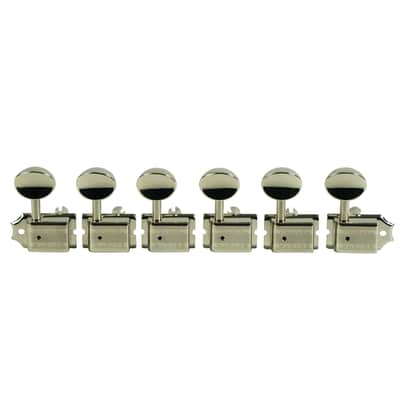 Kluson 6-In-Line Supreme Tuners, NICKEL W/ OVAL METAL BUTTONS - KTS-6B-NM