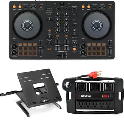 Pioneer DJ DDJ-FLX4 2-deck Rekordbox and Serato DJ Controller with Laptop Stand and Power Block - Graphite image 2