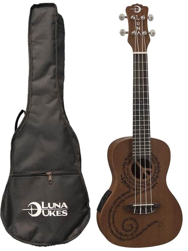Luna Mahogany Series Maluhia Peace Acoustic-Electric Concert Ukulele, UKE MALU EL image 1