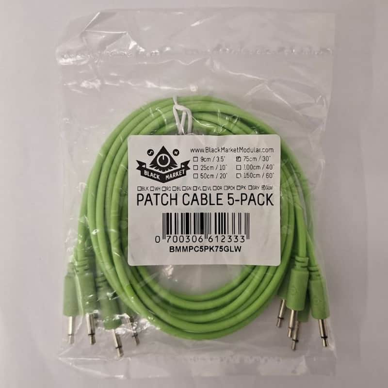 Black Market 3.5mm TS Mini-Jack Plug Patch Cables (75cm/glow in the dark/pack of 5) image 1