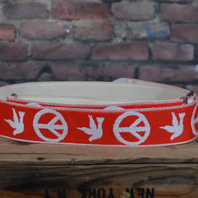 Ace DN-ACE06-RED Ace Vintage Reissue Red/White Peace & Dove Neil Young Guitar Strap Free Shipping image 2