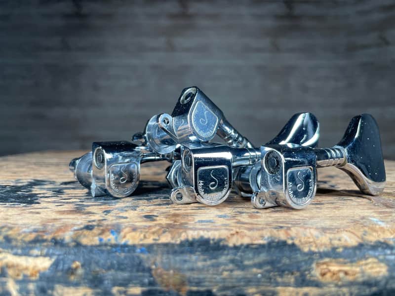 Schaller Inline Bass Tuners 1980s Chrome image 1