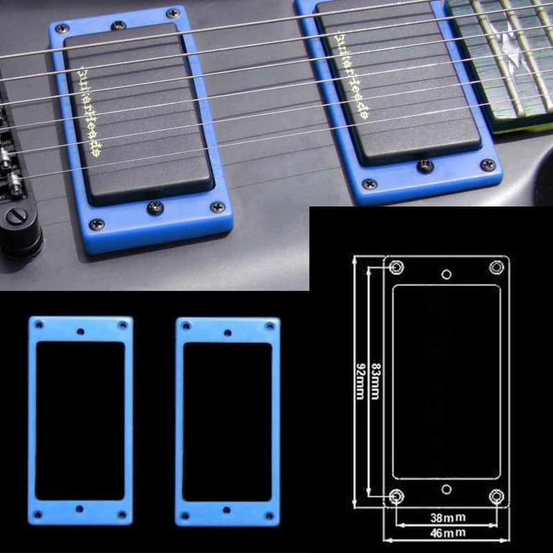 Blue Humbucker Pickup Mounting Rings Set – Neck & Bridge Trim Bezels (2pc) image 1
