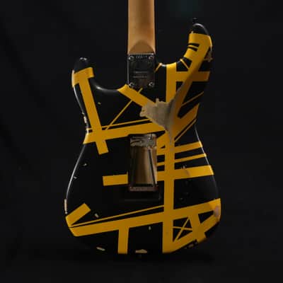 EVH Striped Series Frankenstein Frankie Electric Guitar - Black with Yellow Stripes, Relic 065 image 11
