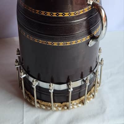 Handmade Traditional Indian Naal Drum - Dark Brown with Hand-Painted Decoration image 5