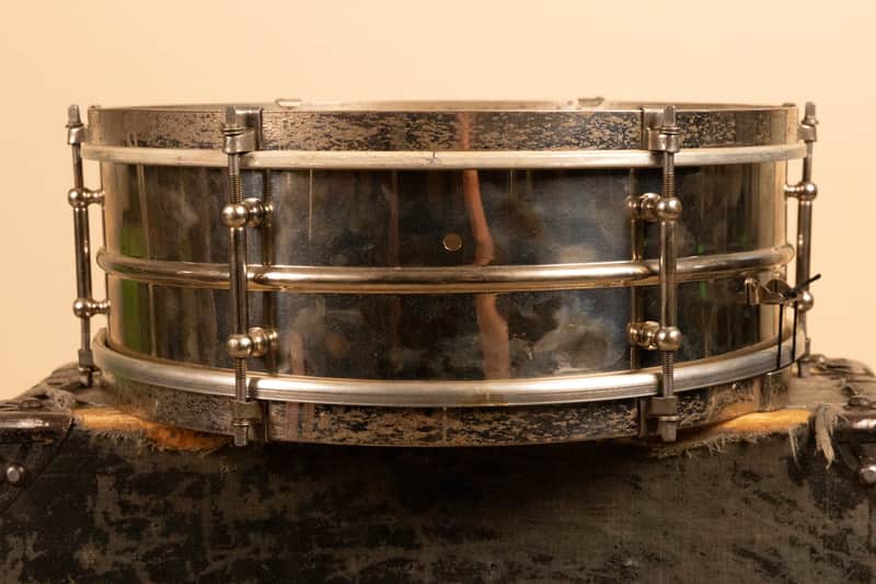 1930s Leedy 5x14 Nickel Over Brass Utility Snare Drum image 1