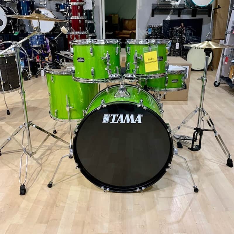 Tama ST52H5CLGS- Stagestar 5-pc Drum Kit W/ Hardware, Throne, Cymbals. Complete Set - Lime Green Sparkle image 1