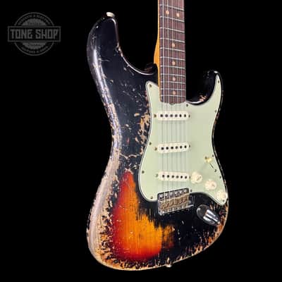 Fender Custom Shop Time Machine '63 Strat Super Heavy Relic Super Faded Aged Black Over 3 Color Sunburst w/case image 4