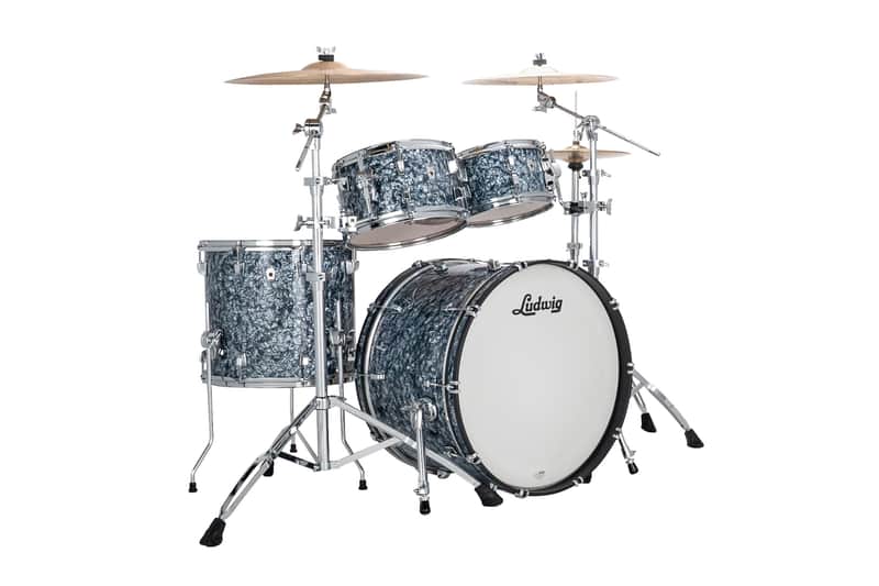 Ludwig NeuSonic Steel Blue Pearl Wrap Rapid MOD2 Drums 14x22_14x16_7x12_6x10 Shell Pack Authorized Dealer image 1