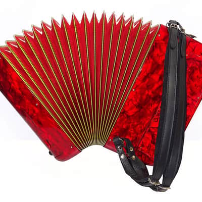 Rare 5 Row Button Accordion Record C System 123 Bass Buttons, made in Italy, New Straps, Original Case 2098, Wonderful Rich sound! image 13