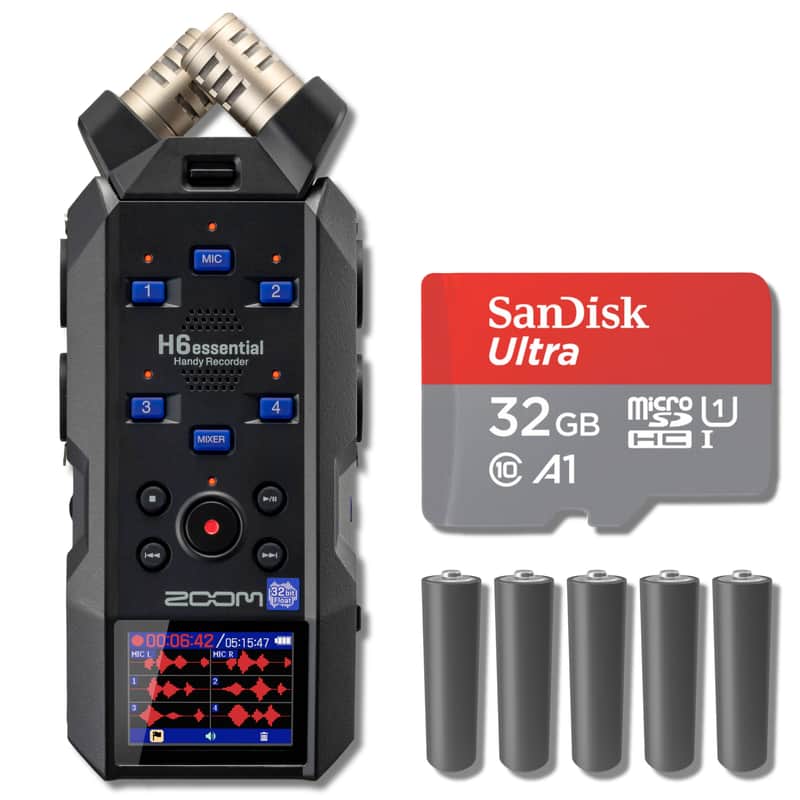 Zoom H6essential 6-Track 32-Bit Float Portable Audio Recorder with 32GB microSD Card and AA Batteries image 1