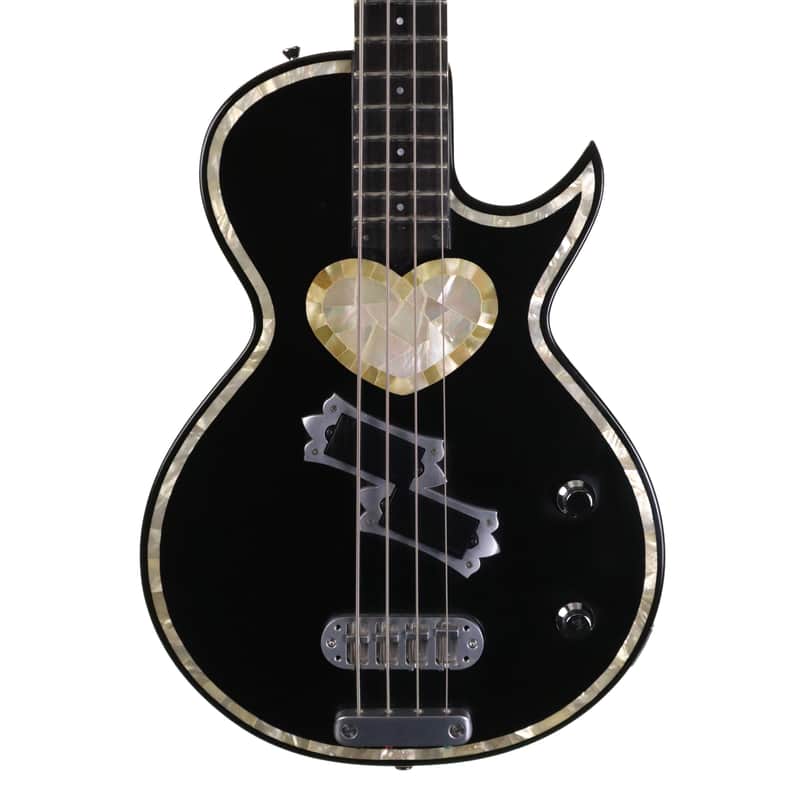 GTZ Solo Yankee Rose Electric Bass Guitar, Black with Hard Case