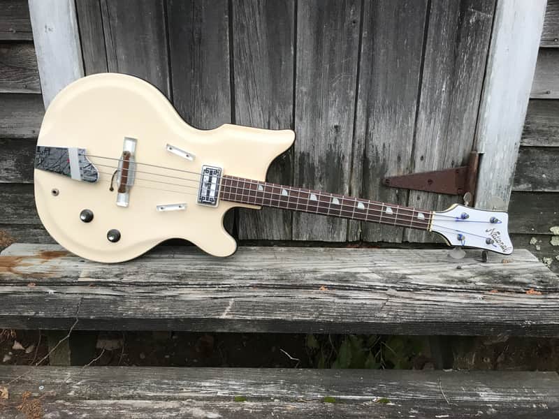 Rare 1961 Valpro National 85 4-string Bass  Res-O-Glas  w/OHSC White image 1
