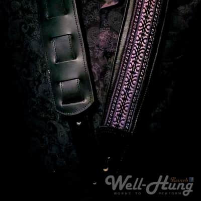Well-Hung "1969 Series - Grapevine" 3" wide padded leather guitar strap image 4