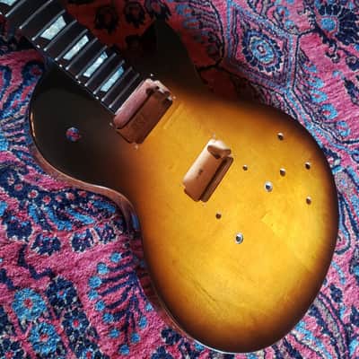 Repaired Husk 1992 Ebony Board Gibson Les Paul Studio Lite Body and Neck, Vintage Sunburst image 4