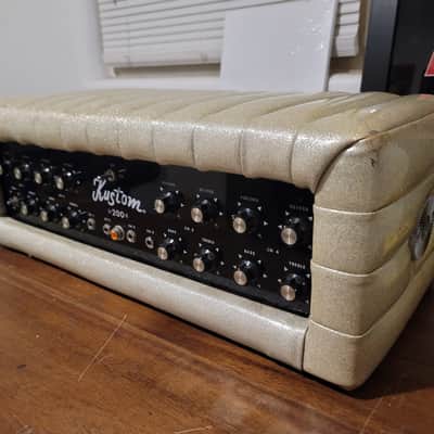 Vintage Kustom K200B-5 4-Channel 100W Amp Head White Sparkle Tuck & Roll 1970s– Tested w/Video image 3