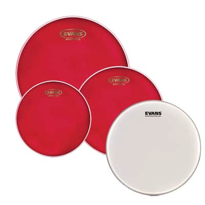 Evans EPP-HRUV1-R Hydraulic Red Rock Drum Head Pack (10/12/16") with 14" UV1 Coated Snare Batter