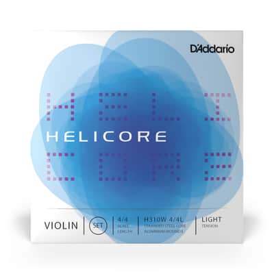 D'Addario Orchestral Violin Strings Helicore H310W- 4/4L, Light Tension, Alu. E - String Set for Violins image 1