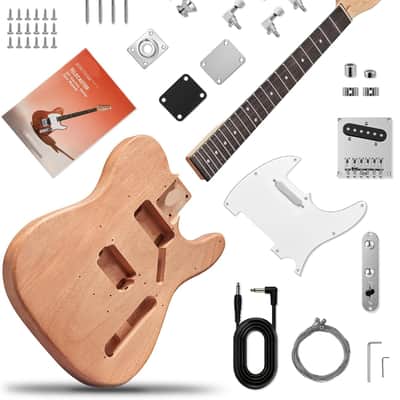 Electric Guitar Kit with SS Pickups, Mahogany Body, Maple Neck, Purpleheart Fingerboard, Build Your Own Solid Body Electric Guitar, Easy Assembly 6 String DIY Guitar Kit image 1