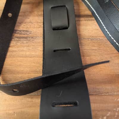 Gibson Guitar Strap Lot Of 2 Different Brands USA Black Leather EXCELLENT image 3