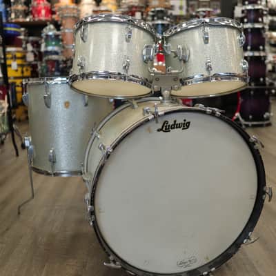 Vintage 60s Ludwig Hollywood 4-PC Shell Pack 12/12/16/22 (Silver Sparkle) image 2