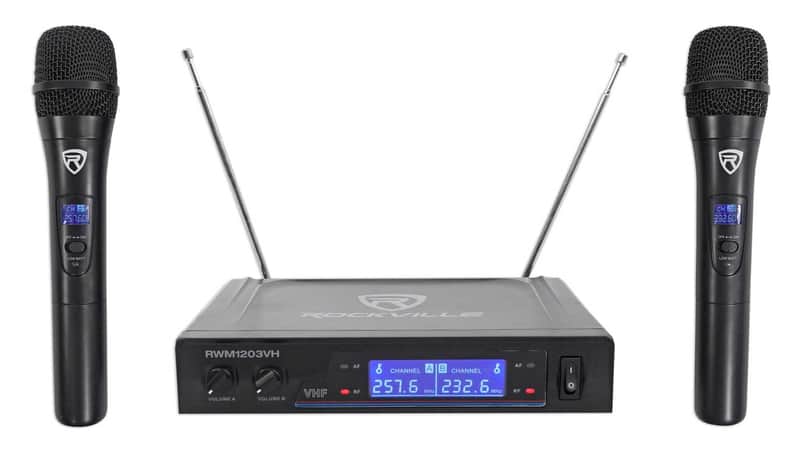 Rockville RWM1203VH VHF Wireless Dual HandHeld Microphone System with Digital Display image 1