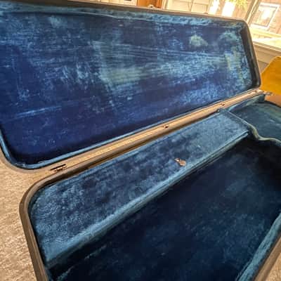 Vintage 1960’s Epiphone Newport Short Scale Bass Hardshell Case Gray Tolex Blue Interior CASE ONLY Extremely Rare image 5