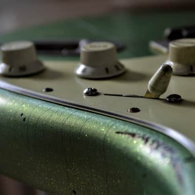 American Fender Stratocaster Custom Heavy Relic Lime Green Sparkle "Duncan Antiquities" image 14