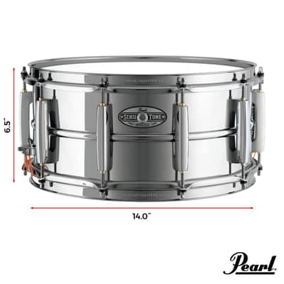 Pearl 14"x6.5" SensiTone Heritage Alloy Chrome-over-Steel Snare Drum with Beaded Shell, 2.3mm Triple-Flanged Hoops, and 10 arched CL Lugs image 3