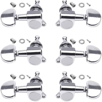 3L3R Acoustic Guitar Tuning Pegs Machine Head Tuners, Knobs Tuning Keys, Wear-Resistant, Guitar String Tuning Pegs Machine, Enclosed Locking Tuners for Electric or Acoustic Guitar- Chrome image 1
