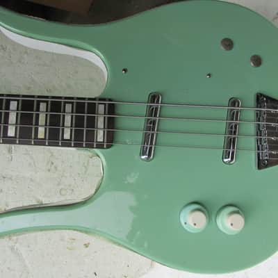 Left Hand Danelectro Longhorn Bass Guitar, 1990's Surf Green, Converted From Right Hand image 4