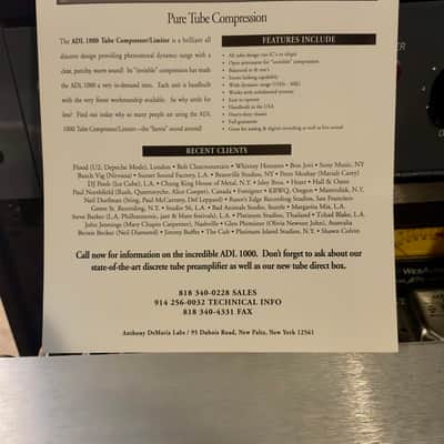 Anthony DeMaria Labs ADL 1000. Enhanced LA2A Vintage Opto Comp. ((Choose stock vintage or rare NOS tubes!!) inquire within)) Pro Tested, Maintained, Rare! image 9